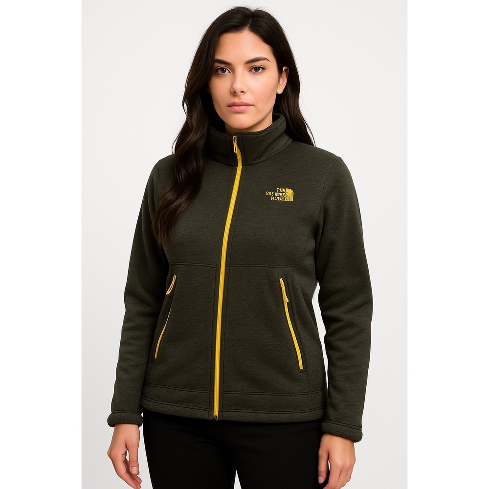 The North Face Yellow Gray FULL ZIP Jacket Women Full ZIP Large   L Outdoor